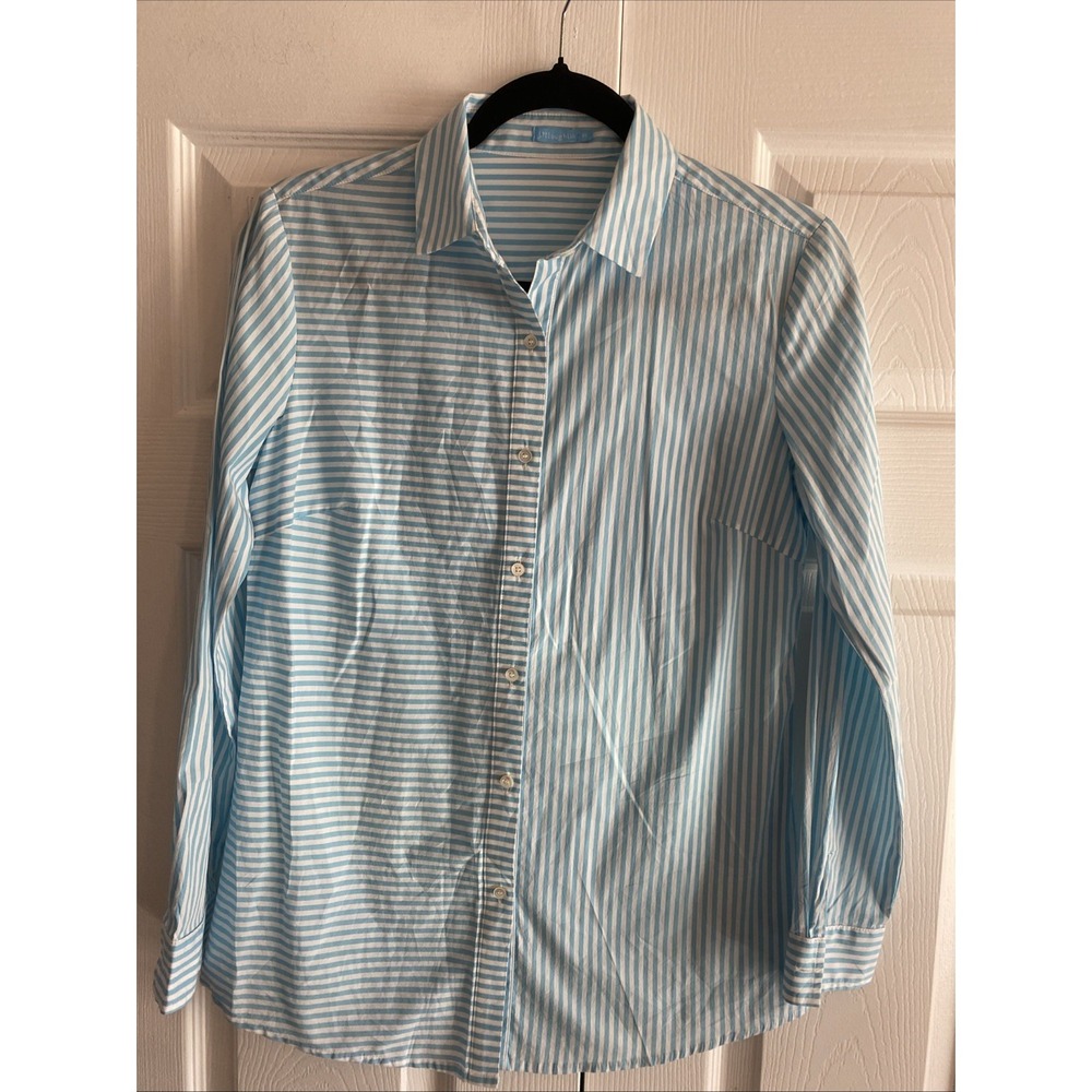J Mclaughlin Womens XS Blue Striped Button Down Long Sleeve Clean Girl